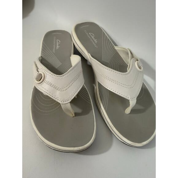 Clarks Size 8 M Women's White Breeze Reyna Cloudsteppers Flip-Flop Sandals - Picture 3 of 9